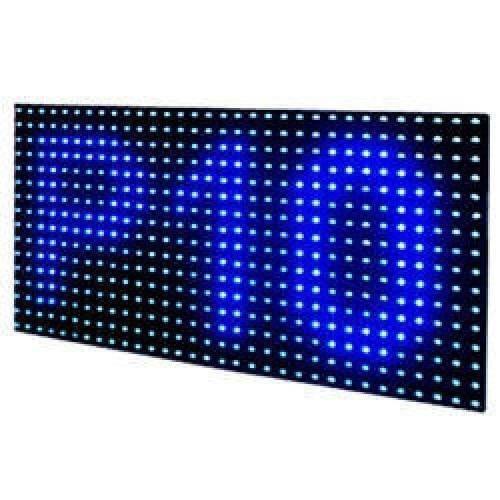 Blue P10 Outdoor LED Display Panel Module 5V 32x16 HUB12 - a rectangular black module with a grid of blue LEDs forming the text P10.