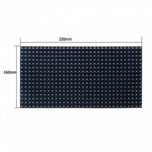 Blue P10 Outdoor LED Display Panel Module 5V 32x16 HUB12 - shown as a rectangular black grid panel with dimensions of 320mm by 160mm marked on the sides.
