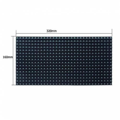 Blue P10 Outdoor LED Display Panel Module 5V 32x16 HUB12 - shown as a rectangular black grid panel with dimensions of 320mm by 160mm marked on the sides.