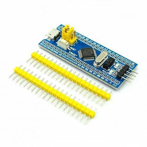 Blue Pill Clone GDS32F103C8T6 STM32F103 Clone - a blue development board with a micro-USB port, a reset button, and two strips of yellow header pins.