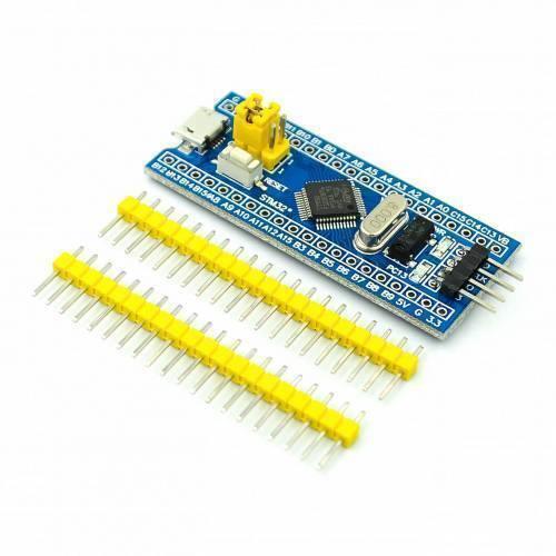 Blue Pill Clone GDS32F103C8T6 STM32F103 Clone - a blue development board with a micro-USB port, a reset button, and two strips of yellow header pins.