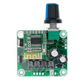 Bluetooth 4.2 TPA3110 15W+15W Digital Stereo Audio Power Amplifier Board Module 12V-24V Car For USB Speaker,portable Speaker - a green circuit board with a black volume knob and four inductors.