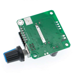 Bluetooth 4.2 TPA3110 15W+15W Digital Stereo Audio Power Amplifier Board Module 12V-24V Car For USB Speaker,portable Speaker - a green circuit board with a black rotary knob and pin connectors.