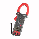 BM801A Digital AC Clamp Meter - red jaw clamp meter with black body, rotary dial and wrist strap
