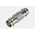 BNC Join / Extension Connector - shown as a silver-colored metal cylindrical adapter with BNC female ports on both ends and a textured center grip.
