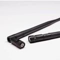 BNC Type 2.4GHz WiFi Wireless Rubber Duck Foldable Signal Antenna For Wi-Fi Router Without Antenna - two black, foldable antennas with BNC connectors on a white background.