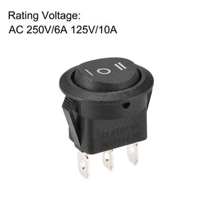 Boat Rocker Switch Oval Toggle Switch 3pins On/off/on AC 250V/6A 125V/10A 1pcs - a black, oval-shaped three-pin rocker switch with "I O II" markings on the top button.