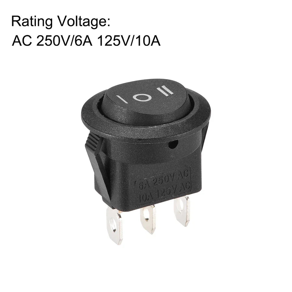 Boat Rocker Switch Oval Toggle Switch 3pins On/off/on AC 250V/6A 125V/10A 1pcs - a black, oval-shaped three-pin rocker switch with "I O II" markings on the top button.