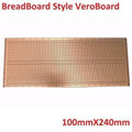 Breadboard Style Veroboard 100mm x 240mm Project Board Prototyping Board Stripboard - a rectangular copper-colored prototyping board with a grid of holes and breadboard-style strip patterns.