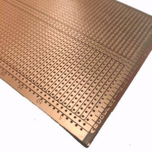 Breadboard Style Veroboard 100mm x 240mm Project Board Prototyping Board Stripboard - a rectangular copper-clad prototyping board with a grid of holes and printed coordinates.