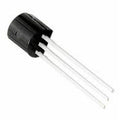 BS107 MOSFET - Transistor - a small black electronic component with three long, thin, silver-colored metal pins extending from its base.