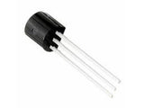 BS107 MOSFET - Transistor - a small black electronic component with three long, thin, silver-colored metal pins extending from its base.