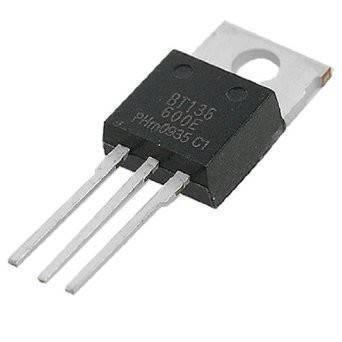 BTA136 TRIAC 4A 600V Thyristor - shown as a black, three-pin electronic component with a metal mounting tab and the text "BT136 600E" printed on its face.