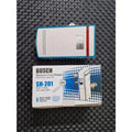 Busch SH-201 3-Pin Power Plug with Built-in Circuit Breaker For AC - shown as a white and blue unit next to its white cardboard packaging box.