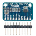Buy ADS1115 16 Bit ADC 4 Channel With Programmable Gain Amplifier - a blue rectangular circuit board with ten labeled pin holes and a separate ten-pin header strip positioned below it.