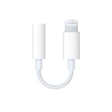 Buy Original Apple Lightning to 3.5mm Adapter - a white Lightning connector attached to a short cable and a white 3.5mm headphone jack female port.
