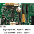 Bx-u2l P10 LED Signs Control Card, P10 Display Module Control Card, Single & Double Color Advertising LED Panel Controller - a green rectangular circuit board featuring a USB port, multiple pin headers, a power terminal, and control specs.