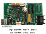 Bx-u2l P10 LED Signs Control Card, P10 Display Module Control Card, Single & Double Color Advertising LED Panel Controller - a green rectangular circuit board featuring a USB port, multiple pin headers, a power terminal, and control specs.