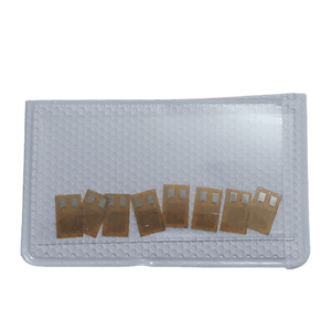 BX120-10AA Foil Resistance Strain Gauge Weighing Sensor - eight small rectangular brown sensors arranged inside a clear plastic protective sleeve.
