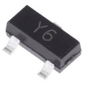 BZX84C18 18V Sot-23 Zener Diode – Surface Mount Voltage Regulator - a black, surface-mount electronic component with three metal leads and the marking Y6 printed on its top surface.