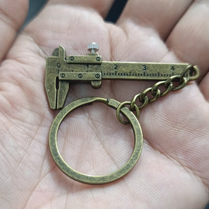 Keychain vernier caliper small 3D Movable ornaments portable Key Ring Antique (TOY)