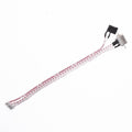 Cable HDL65011 8pin 2.0mm With DB9 And Power Connector 20cm - a white ribbon cable with an 8-pin connector, a DB9 connector, and a black power plug.
