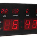 Calendar Clock With LED Digital Display JH2158Y Price - black rectangular digital clock showing 22, 3, 2, 8.6, and 88:48 in red LED digits.
