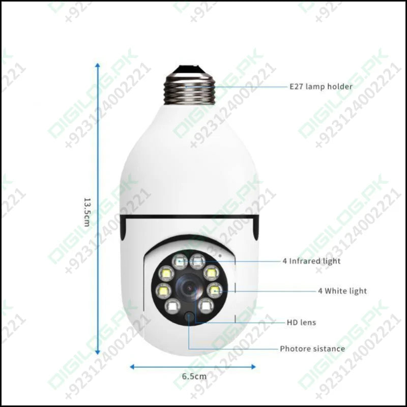 Wi-Fi Camera CCTV Camera 1080p Wireless PTZ Bulb Shape V380 Pro