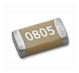 Capacitor 1uF SMD 0805 1uF 50V - a tan-colored rectangular surface-mount component with silver-colored metal terminals and the number 0805 printed on top.
