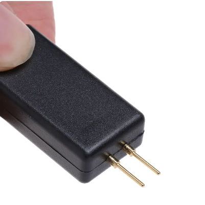 Car Auto Universal Airbag Simulator Emulator Diagnostic Tool Srs Fault Finding - close-up of a black rectangular device with two protruding gold-coloured metal pins.