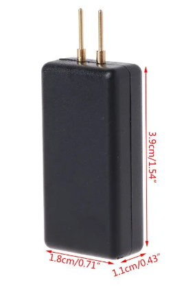 Car Auto Universal Airbag Simulator Emulator Diagnostic Tool Srs Fault Finding - a small black rectangular diagnostic tool with two gold-colored metal pins and red dimension labels.