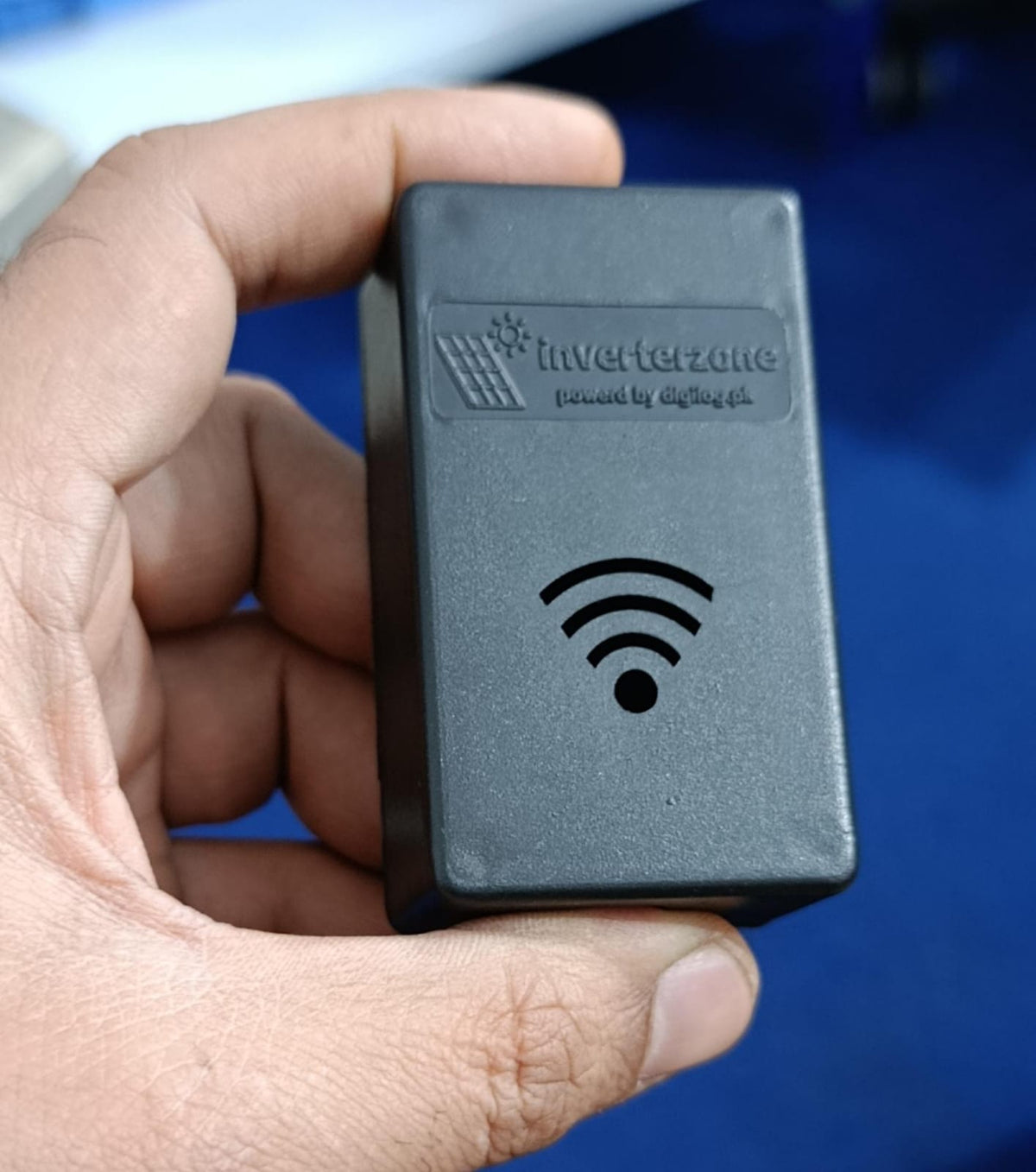 Casing For Inverterzone WiFi Dongle - a black rectangular plastic enclosure featuring a solar panel icon, the Inverterzone logo, and a WiFi symbol.