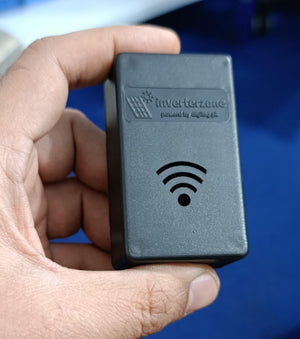 Casing For Inverterzone WiFi Dongle - a black rectangular plastic enclosure featuring a solar panel icon, the Inverterzone logo, and a WiFi symbol.