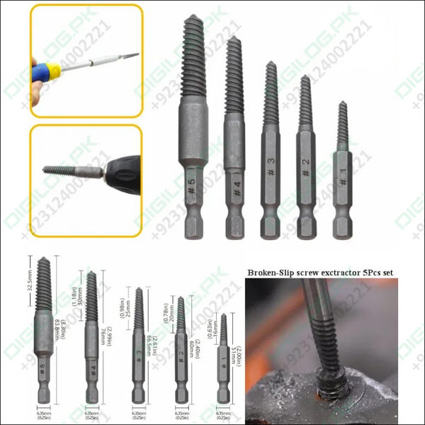 5Pcs Screw Extractor Broken head damage Screw Remover Screwdriver Stripped Screw