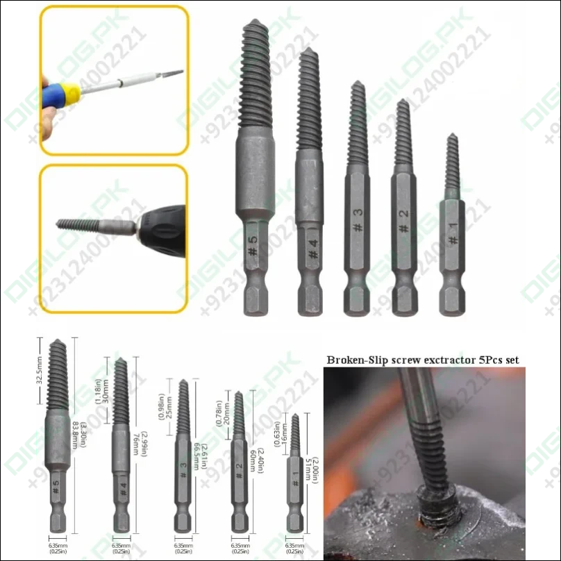 5Pcs Screw Extractor Broken head damage Screw Remover Screwdriver Stripped Screw