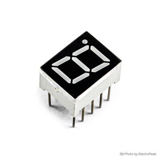 Cc 1 Digit 7 Segment 0.7 Inch LED Common Cathode Display Red Color - a single-digit red LED component with ten pins extending from the base.