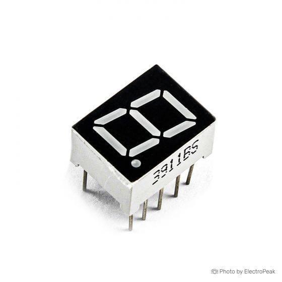Cc 1 Digit 7 Segment 0.7 Inch LED Common Cathode Display Red Color - a single-digit electronic display component with pins on the bottom.