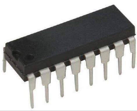 CD4013 d Type Flip Flop - shown as a black, rectangular integrated circuit with fourteen metal pins arranged in two rows of seven.