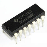 CD4066 Quad Bilateral Switch – Multiplexer - a black 14-pin integrated circuit chip with silver metal legs, shown from an angled top-down perspective.