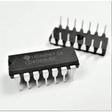 CD4069 Not Gate Hex Inverter IC DIP14 - two black 14-pin DIP integrated circuits with silver metal pins against a plain white background.