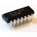 CD4075 Triple 3-input Or Gate IC - a black rectangular electronic component with 14 metal pins, viewed from a high angle against a white background.