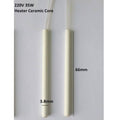 Ceramic Core Heating Element 220V 35W Heater For Soldering Iron - two white cylindrical ceramic heater rods with wires, labeled with 66mm length and 3.8mm diameter dimensions.
