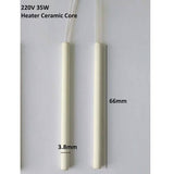 Ceramic Core Heating Element 220V 35W Heater For Soldering Iron - two white cylindrical ceramic heater rods with wires, labeled with 66mm length and 3.8mm diameter dimensions.