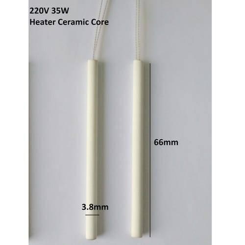 Ceramic Core Heating Element 220V 35W Heater For Soldering Iron - two white cylindrical ceramic heater rods with wires, labeled with 66mm length and 3.8mm diameter dimensions.