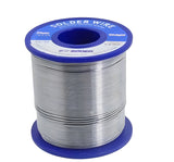 China 400 Gram Soldering Wire - a silver-coloured metal wire wound around a blue plastic spool with a label reading 0.8 mm.