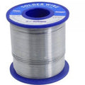 China 800 Gram Soldering Wire - shown as a large spool of silver-coloured metal wire wound around a blue plastic cylinder with a blue label on top.