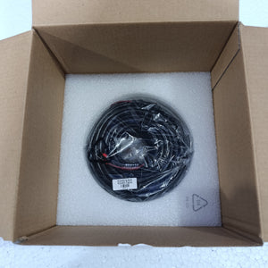 Chint 3 Phase Smart Power Sensor DTSU666-H Smart Meter - a coiled black RS485 cable inside a cardboard box with foam packaging.