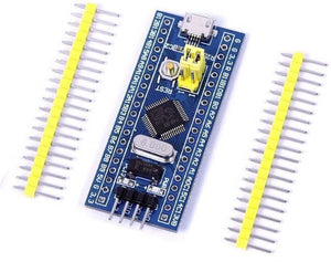CKS32F103C8T6 CKS32F103 Arm Cortex-M3 Minimum System Development Board - with a blue PCB, micro-USB port, reset button, yellow jumper, silver crystal oscillator, and two loose pin header strips.