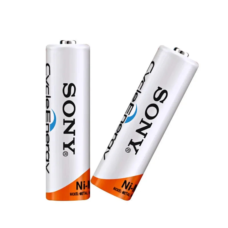 Clone 2 Pcs Sony Ni-MH AA 1.2V 500mAh To 1000mAh Rechargeable Battery - two white cylindrical AA batteries with Sony branding and orange Ni-MH labels.