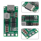 CN3303 4A 3S Type C 11.1V Step-Up Boost LiPo Polymer Li-ion Charger 12.6Vdc 18650 Lithium Battery - shown in full top view and two close-up detail shots of the USB-C port, integrated circuits, and battery terminals.